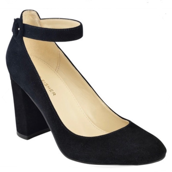 Marc Fisher Ion Ankle Strap Heel Black Velvet - Picture 1 of 15